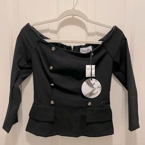 Line & Dot Black Top Size XS